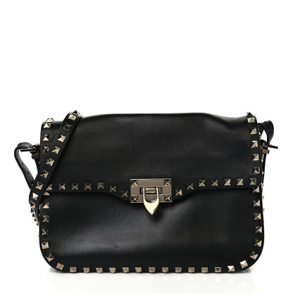 Valentino Garavani Vitello Medium Rockstud Flap Saddle Bag Black 1 of 9