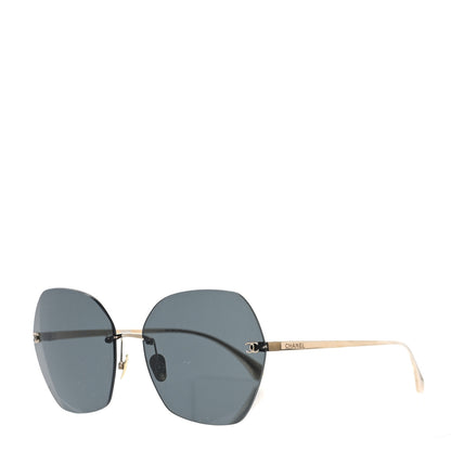 Chanel Titanium Rimless Square Sunglasses 4271-T Gold Black 1 of 6