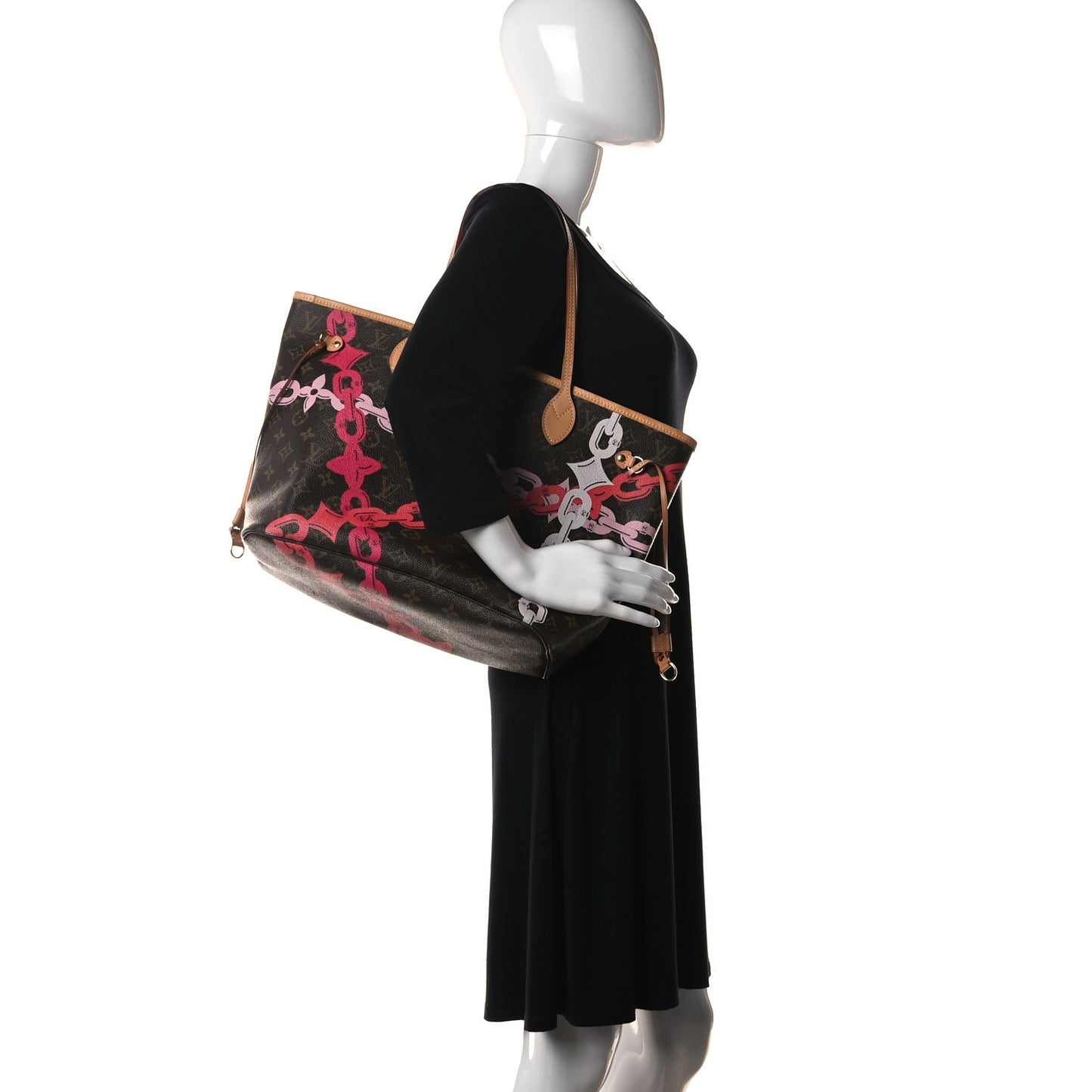 Monogram Bay Neverfull MM Rose Ballerine Poppy