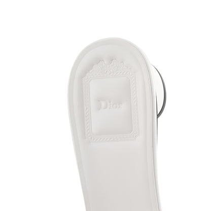 Christian Dior Lambskin Daisy Embroidered Dior Bloom Heeled Slide Sandals 39 White 8 of 10