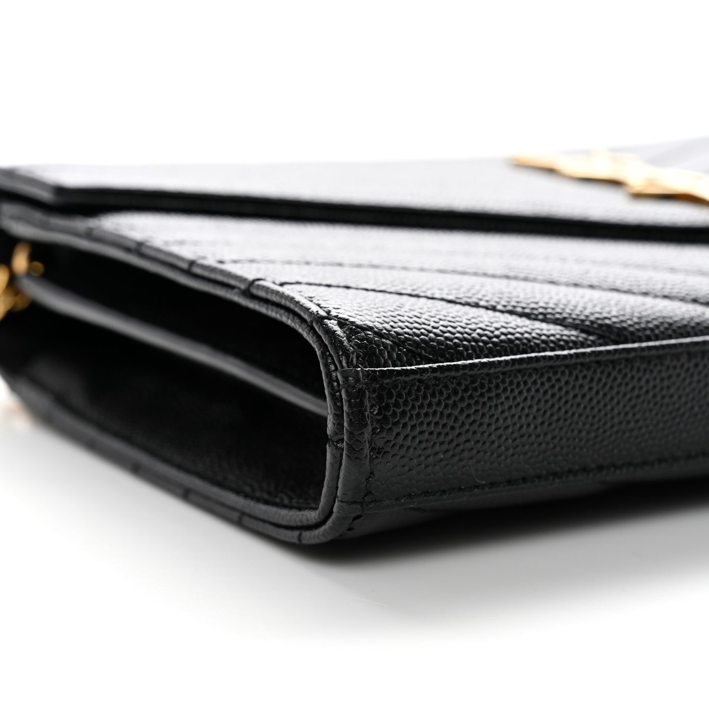 Grain De Poudre Matelasse Chevron Monogram Chain Wallet Black