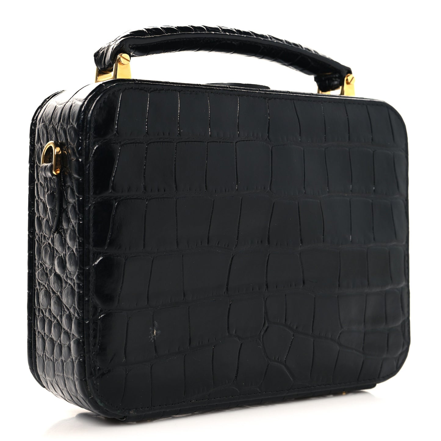 Calfskin Crocodile Embossed Bento Bag Black