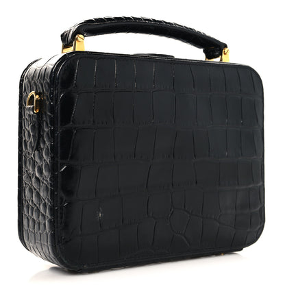 Lanvin Calfskin Crocodile Embossed Bento Bag Black 3 of 10