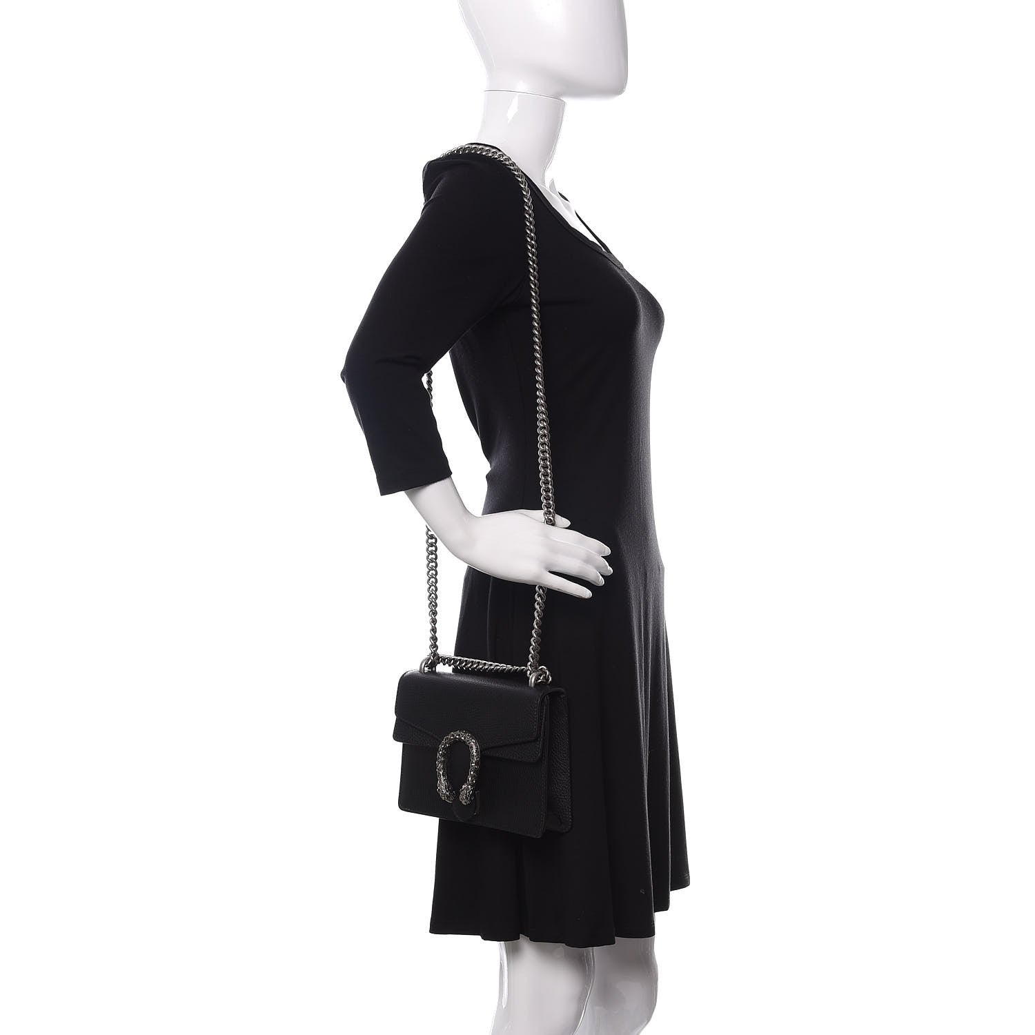 Gucci Calfskin Mini Dionysus Shoulder Bag Black 2 of 11