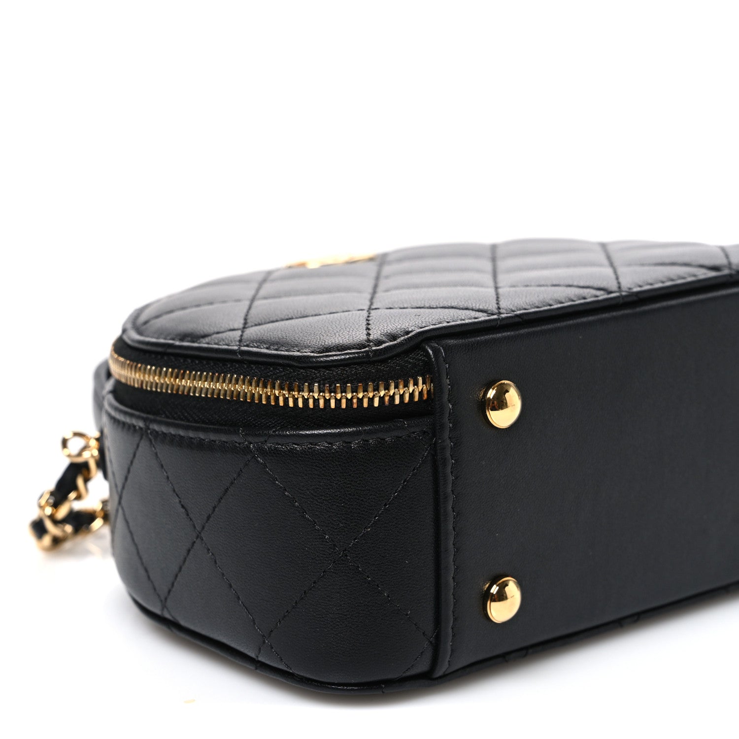 Chanel Lambskin Quilted Chic Riviera Top Handle Vanity Case Black 9 of 10