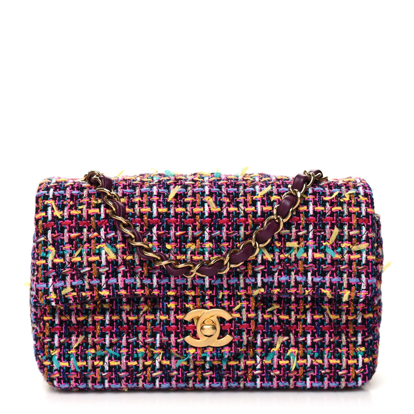 Tweed Quilted Mini Rectangular Flap Pink Multicolor