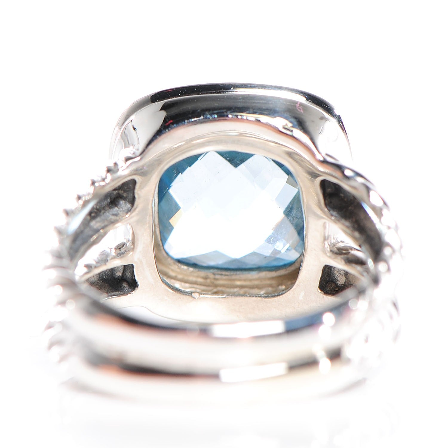 David Yurman Sterling Silver Diamond Blue Topaz 11mm Albion Ring 58 8.25 3 of 4