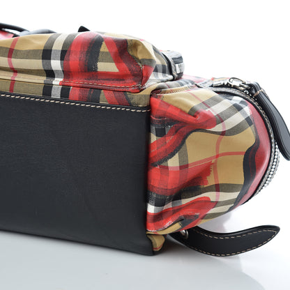 Burberry Vintage Check Graffiti Print Medium Rucksack Backpack Antique Yellow Red 11 of 12
