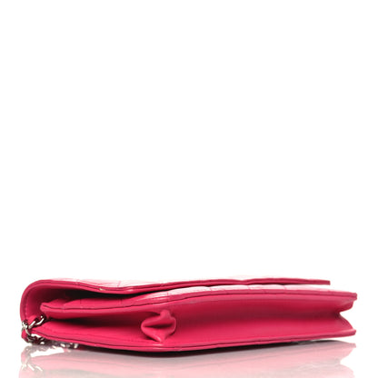 Chanel Lambskin Quilted Wallet On Chain WOC Dark Pink 4 of 13