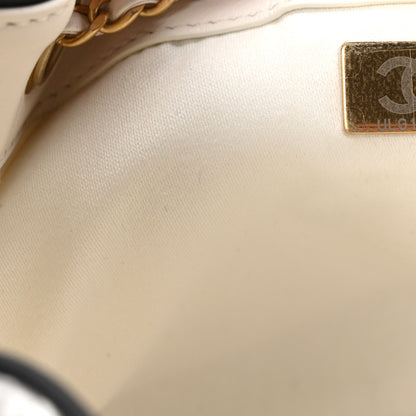 Chanel Braided Raffia Calfskin Mini Chanel 25 Handbag White Black 7 of 10