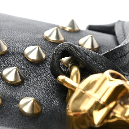 Alexander McQueen Smooth Calfskin Studded Padlock Skull Clutch Black 13 of 14