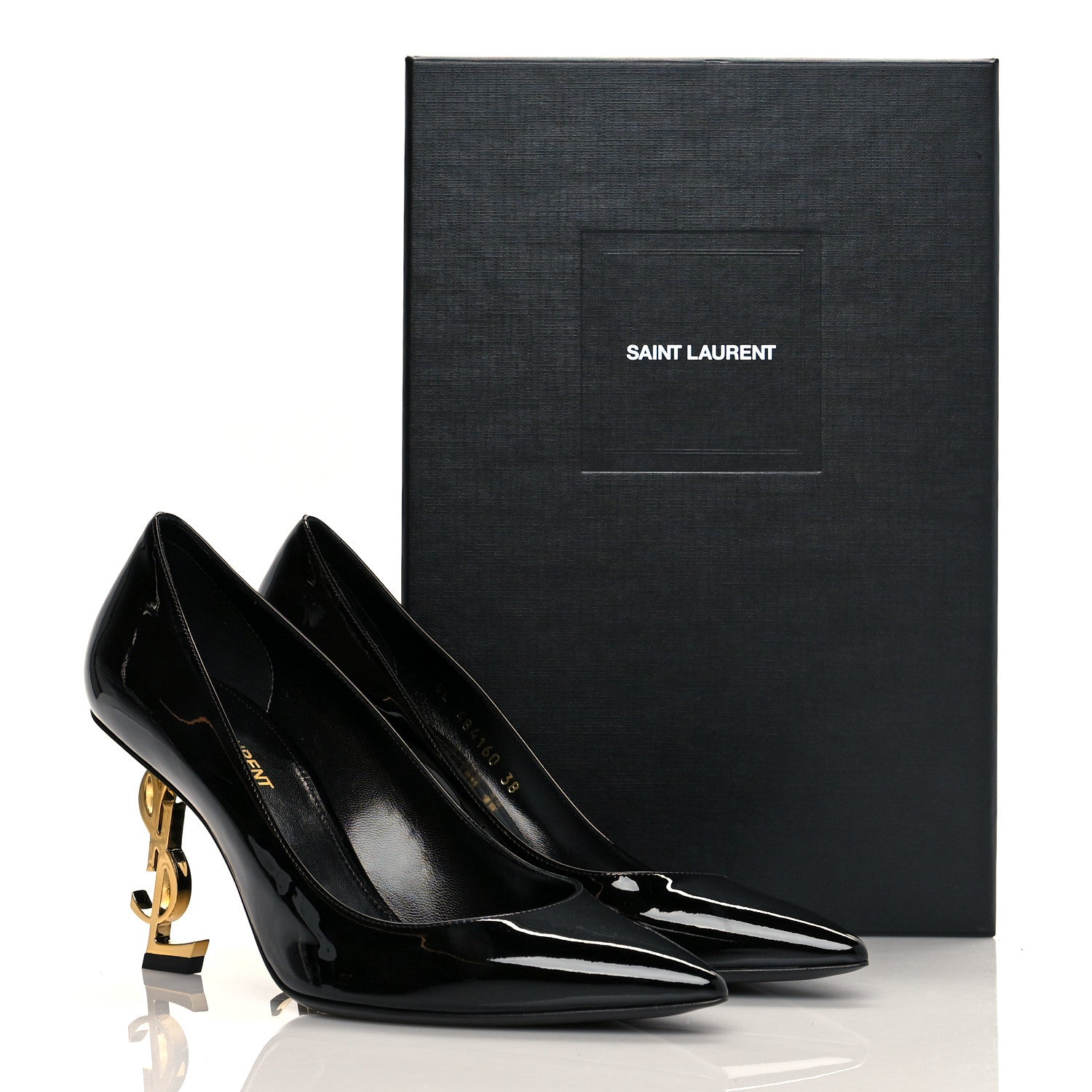 Saint Laurent Patent Calfskin Opyum 85 Pumps 38 Black Gold 9 of 9