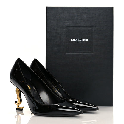 Saint Laurent Patent Calfskin Opyum 85 Pumps 38 Black Gold 9 of 9