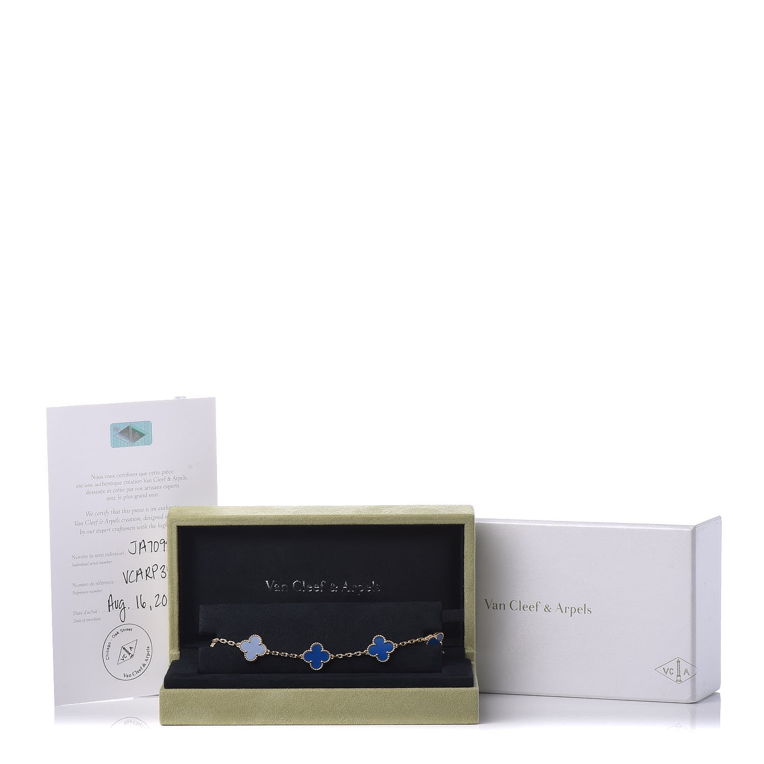 Van Cleef & Arpels 18K Yellow Gold Blue Agate 5 Motifs Vintage