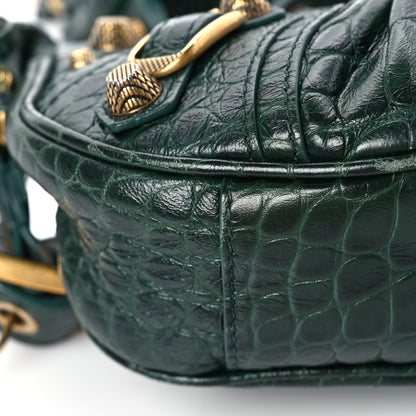 Balenciaga Extra Supple Calfskin Crocodile Embossed Le Cagole Shoulder Bag XS Forest Green 7 of 12
