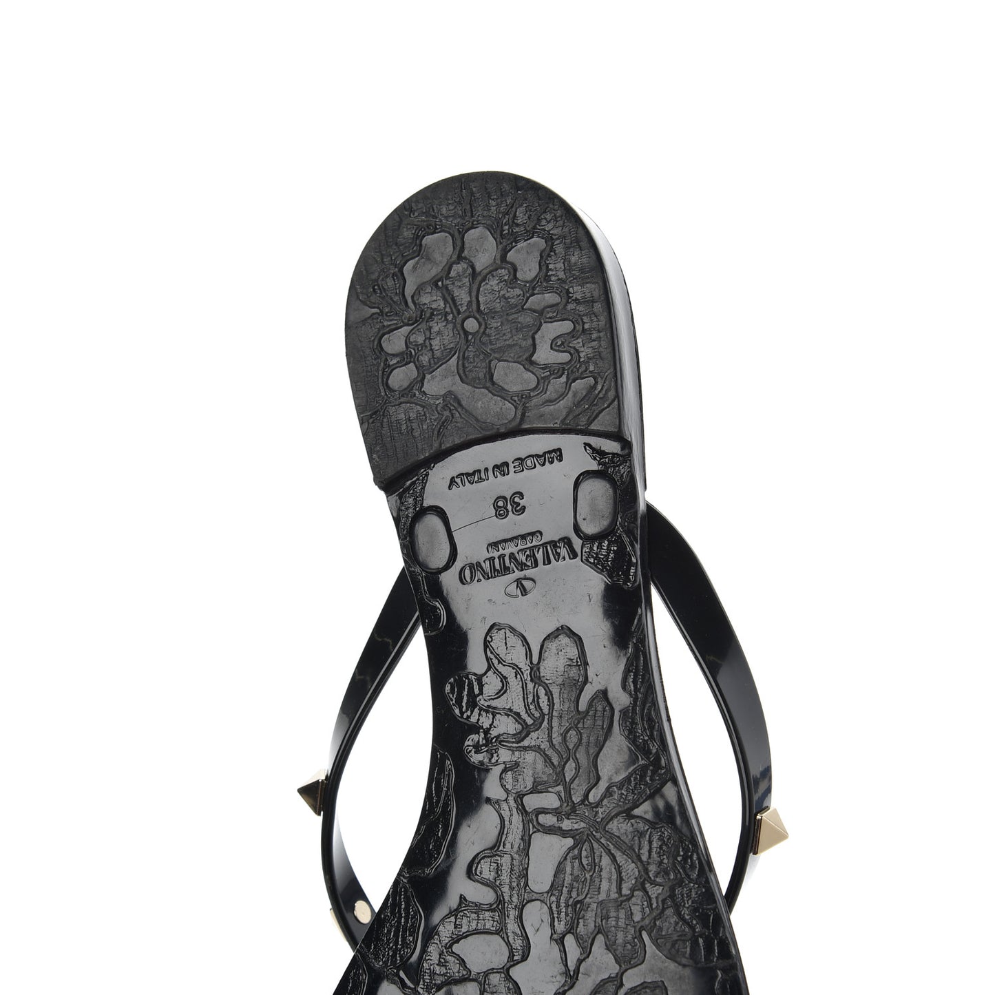 PVC Jelly Rockstud Bow Thong Sandals 38 Black