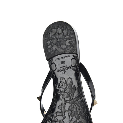 Valentino Garavani PVC Jelly Rockstud Bow Thong Sandals 38 Black 10 of 13