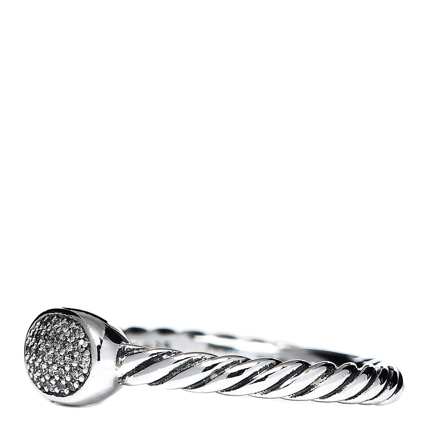 Sterling Silver Diamond Petite Pave Oval Ring 52 6