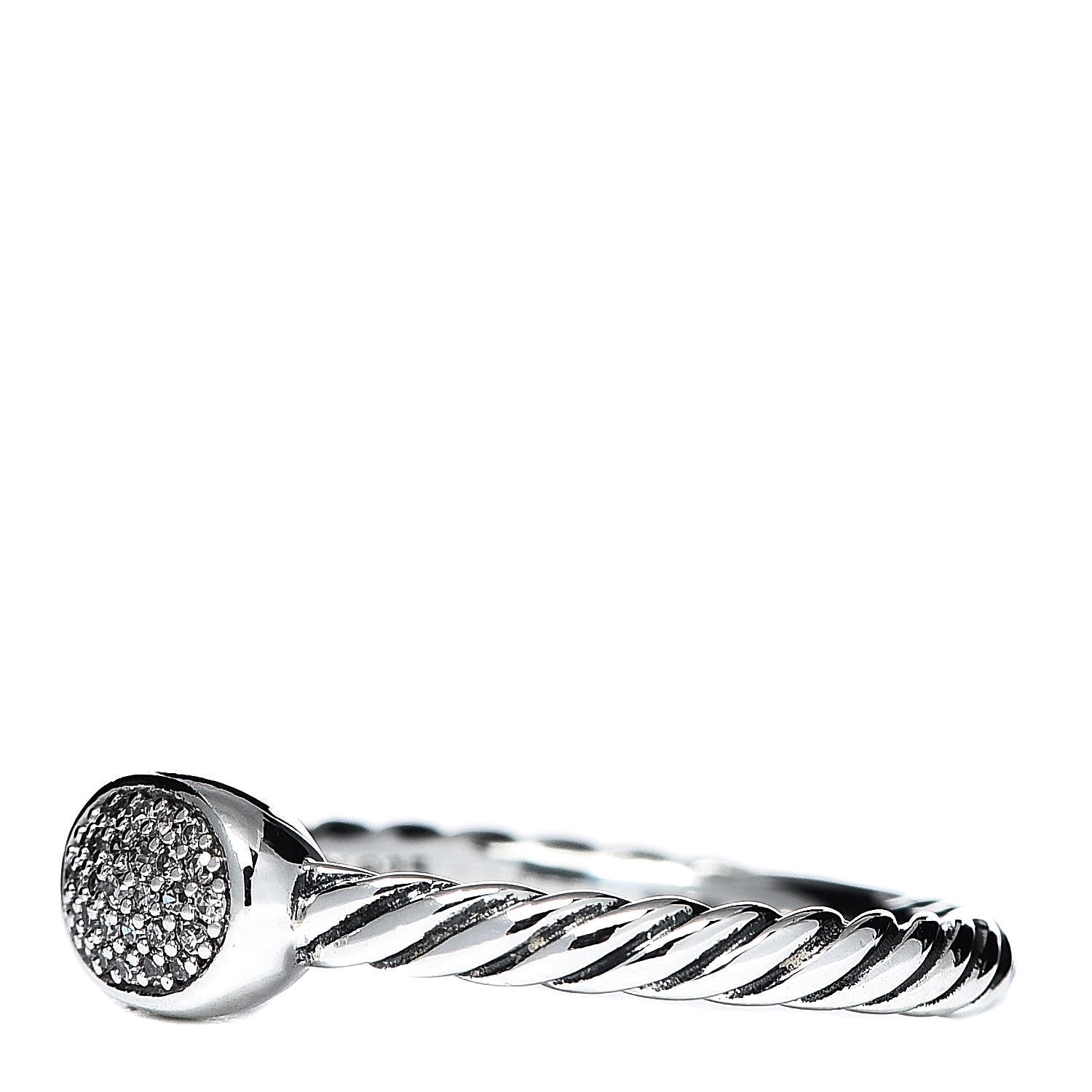David Yurman Sterling Silver Diamond Petite Pave Oval Ring 52 6 3 of 5