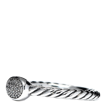 David Yurman Sterling Silver Diamond Petite Pave Oval Ring 52 6 3 of 5