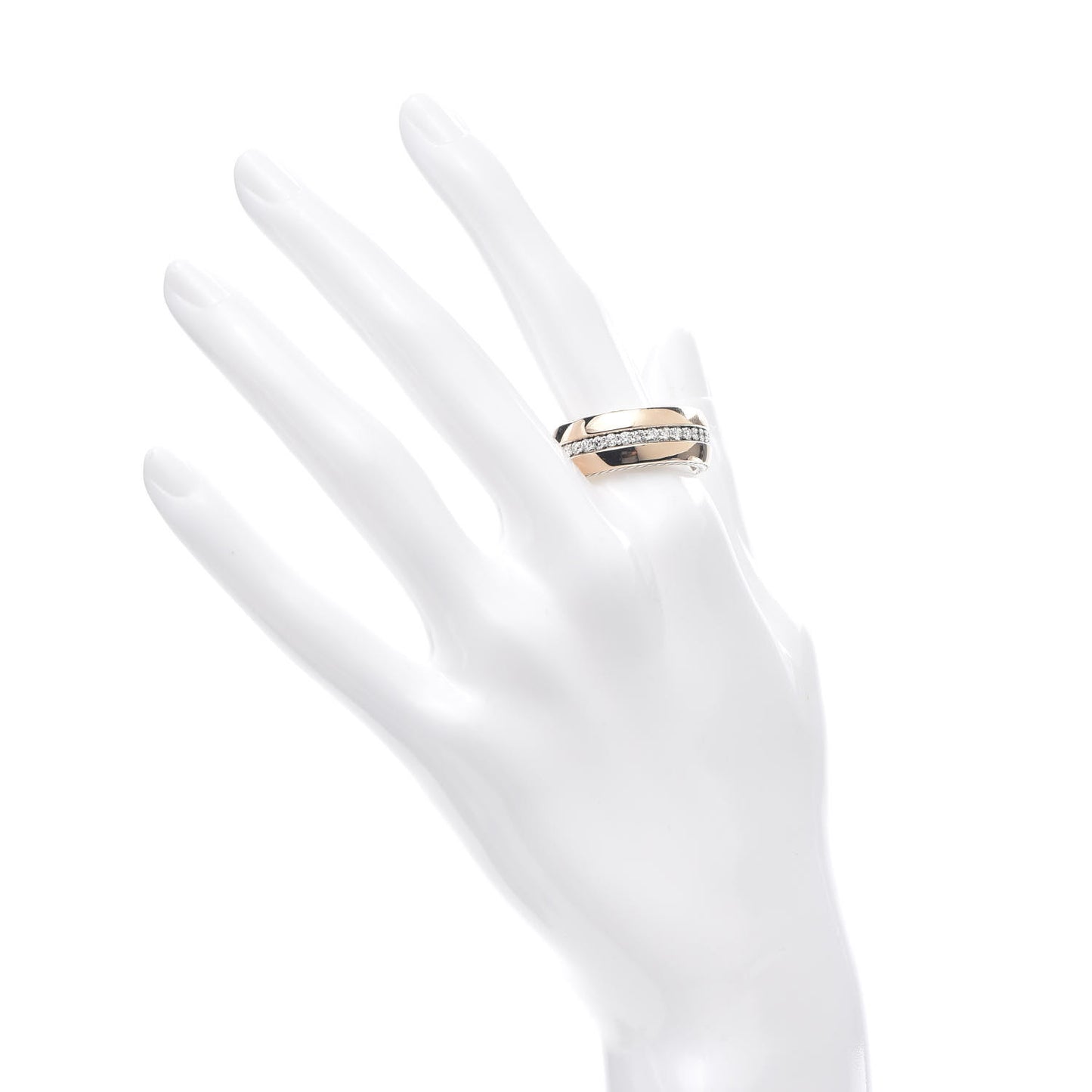 Sterling Silver 18K Rose Gold Diamond Streamline Band Ring 64 10.75