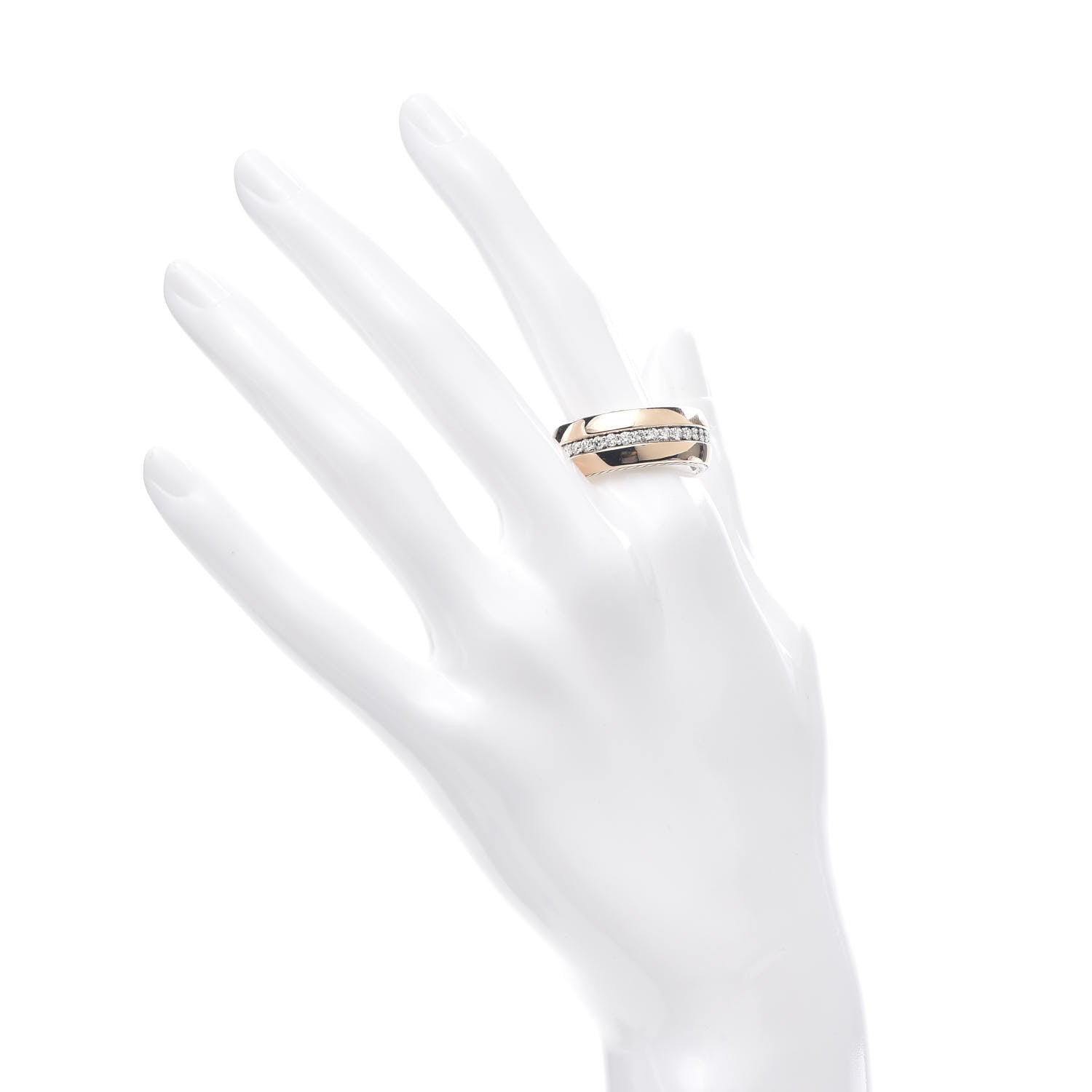 David Yurman Sterling Silver 18K Rose Gold Diamond Streamline Band Ring 64 10.75 2 of 4