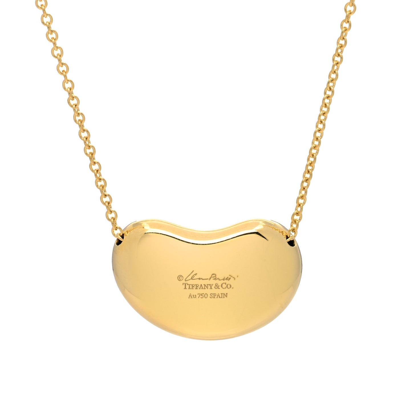 18K Yellow Gold 18mm Elsa Peretti Bean Pendant Necklace