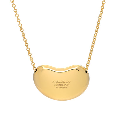 Tiffany 18K Yellow Gold 18mm Elsa Peretti Bean Pendant Necklace 4 of 5