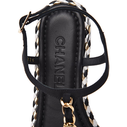 Chanel Grosgrain Chain Thong Sandals 35 Black 6 of 9
