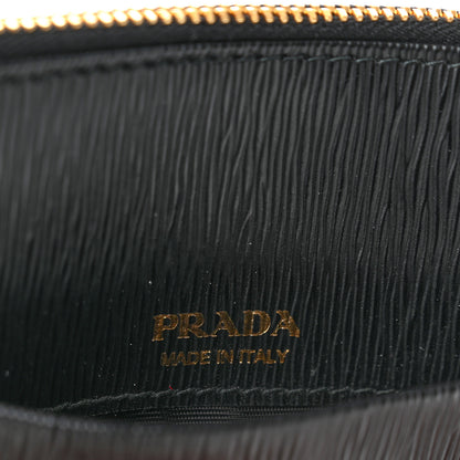 Prada Vitello Move Zip Top Card Holder Black Lacca 6 of 6