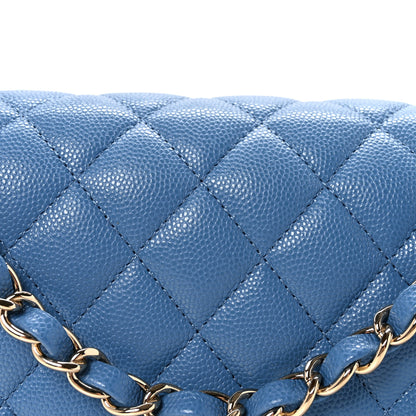 Chanel Caviar Quilted Medium Double Flap Blue 14 of 21