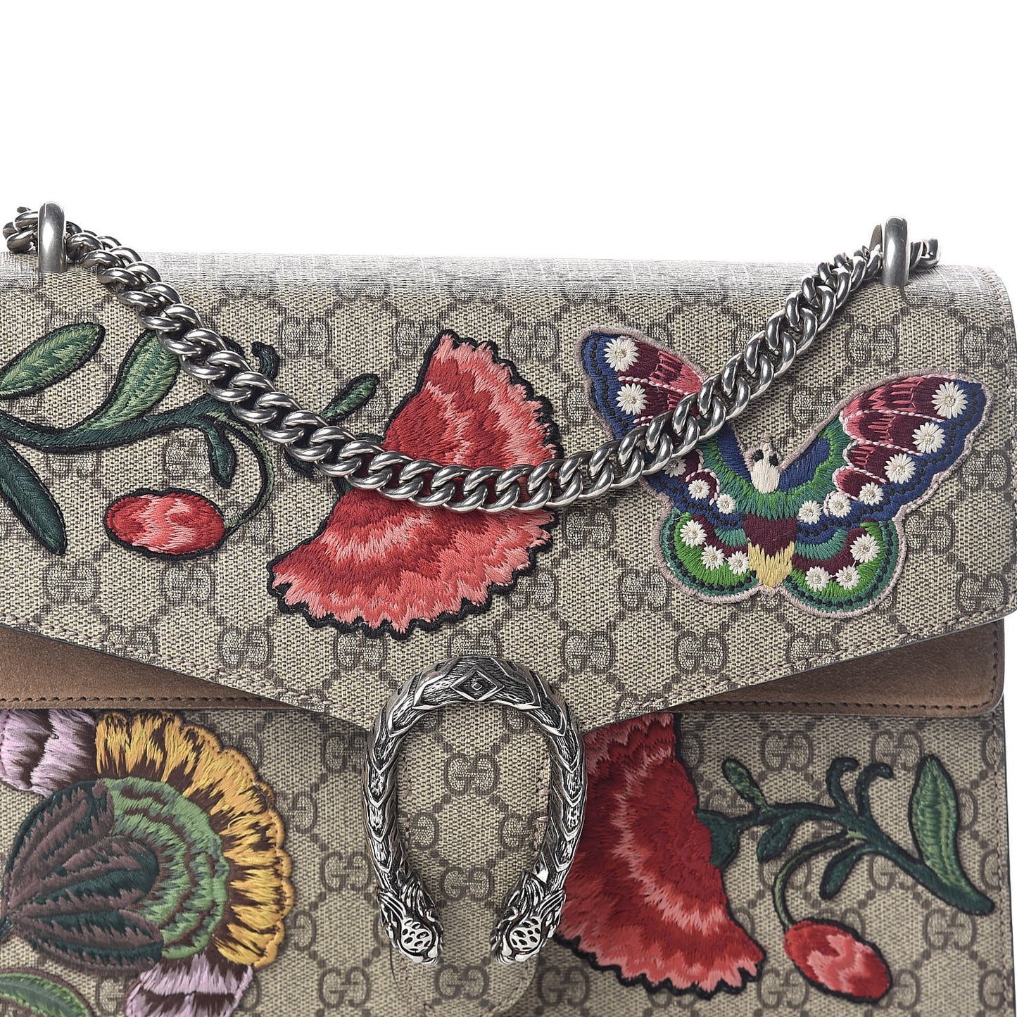 GG Supreme Monogram Embroidered Medium Dionysus Shoulder Bag Beige