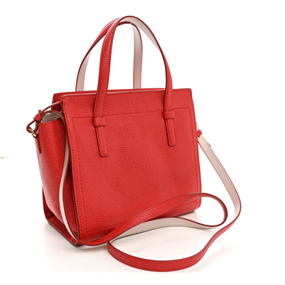 Salvatore Ferragamo Hammered Calfskin Double Handle Small Amy Tote Flame Red Jasmine Flower 3 of 9