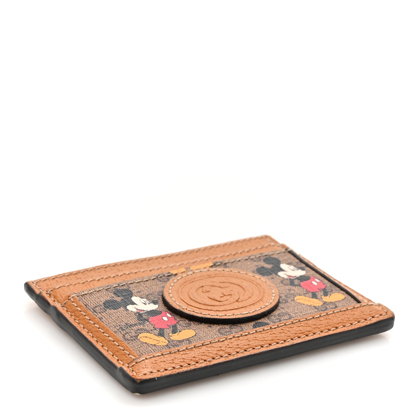 X DISNEY Mini Vintage GG Supreme Monogram Mickey Mouse Card Holder Beige Vintage Sun Oil