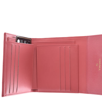 Chanel Metallic Caviar Quilted Compact Flap Wallet Pink 5 of 11