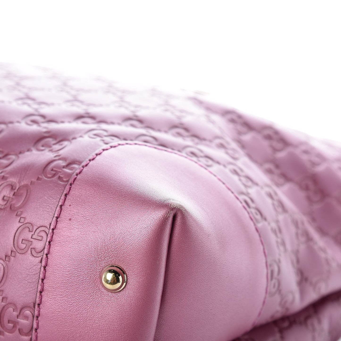 Metallic Soft Guccissima Large Heart Bit Charm Top Handle Tote Fresia Rose