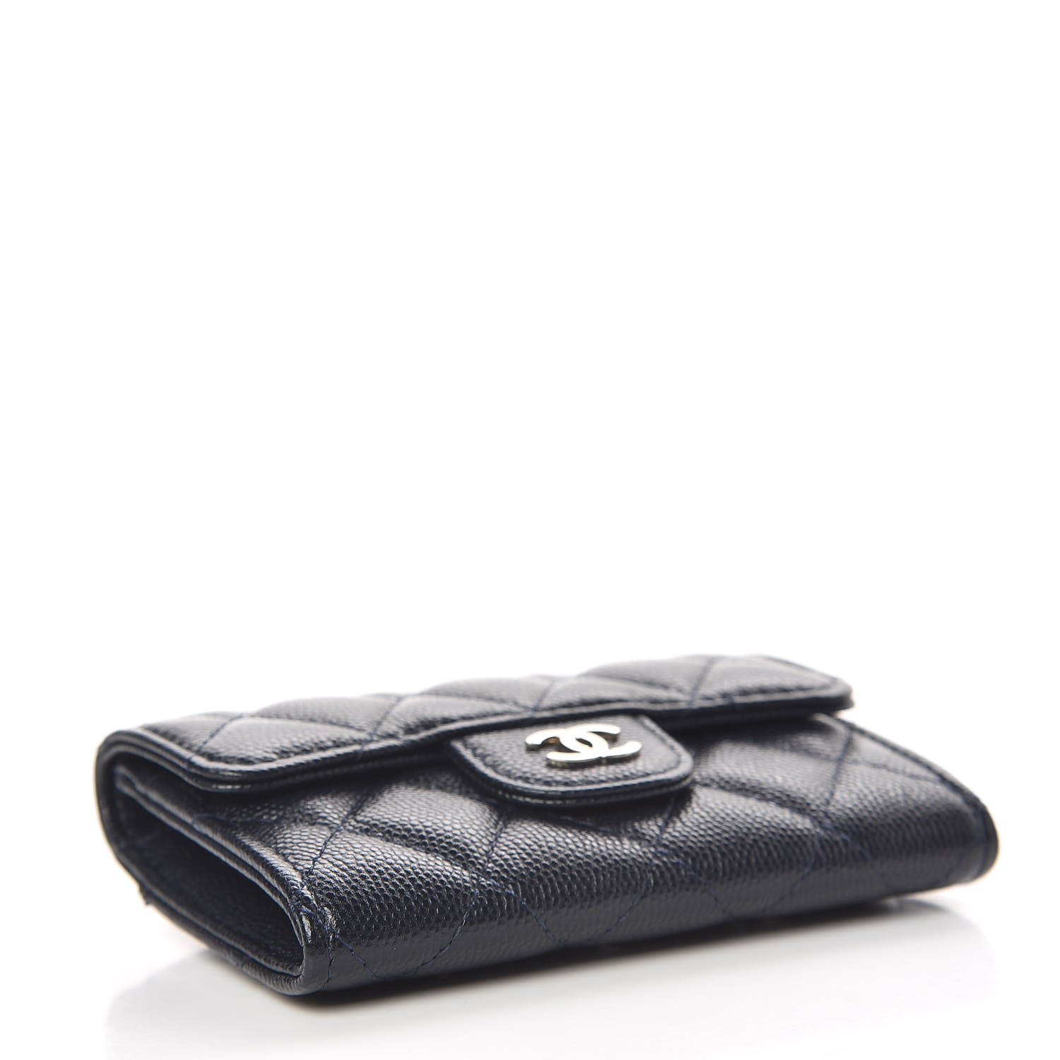 Chanel Caviar Quilted Flap Card Holder Wallet Navy Blue 4 of 9