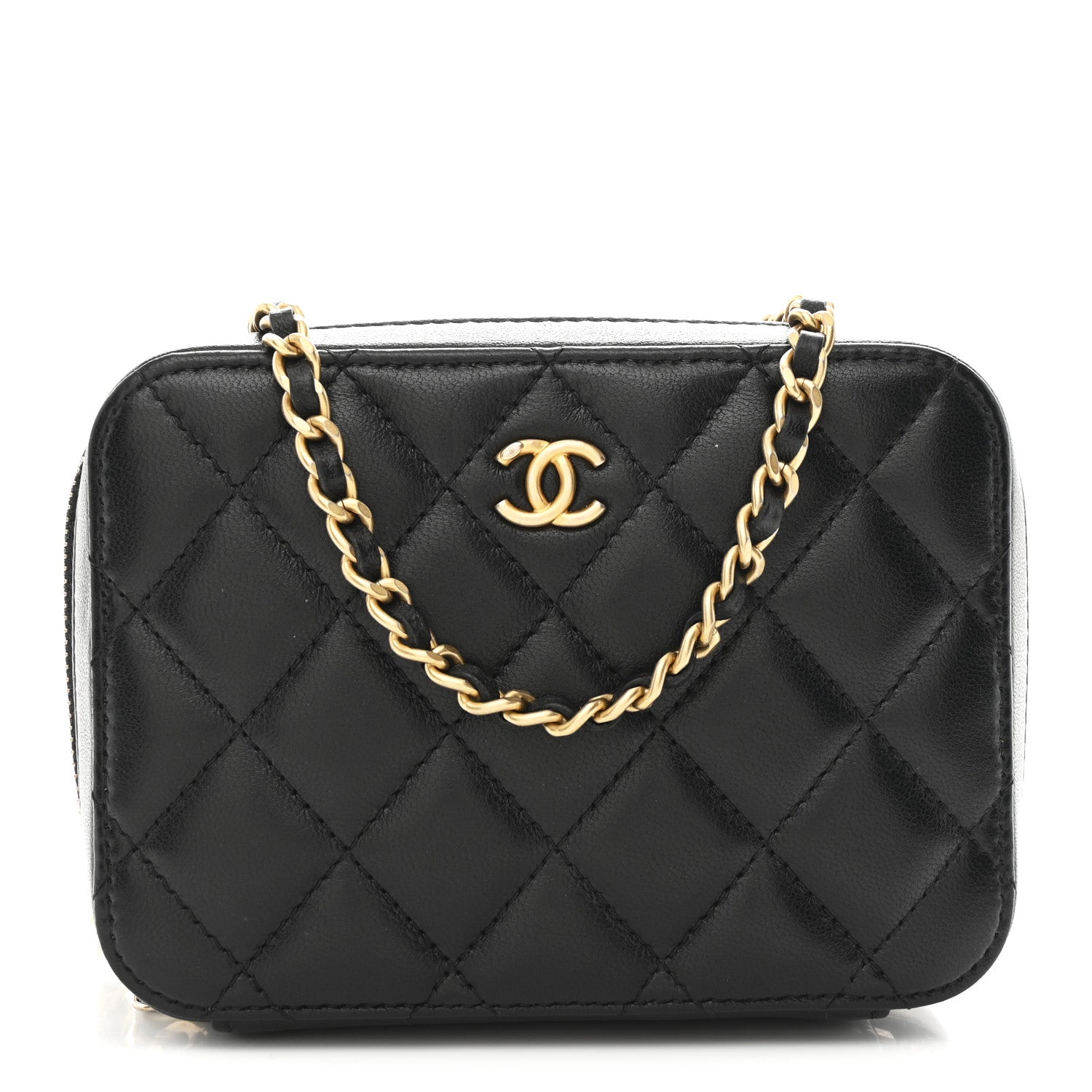 Chanel Lambskin Quilted CC Pearl Crush Camera Case Black 1 of 12