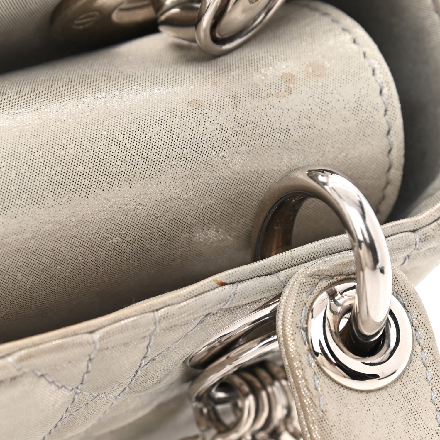 Christian Dior Metallic Nubuck Cannage Mini Lady Dior Silver 13 of 14