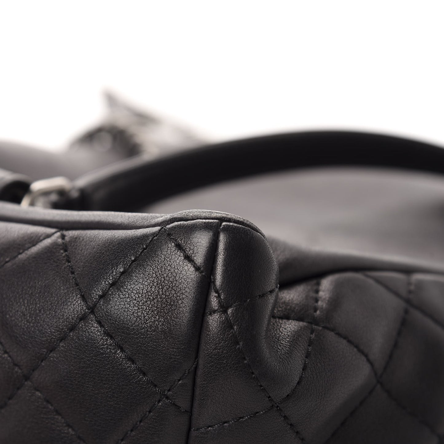 Lambskin Quilted Drawstring Backpack Black