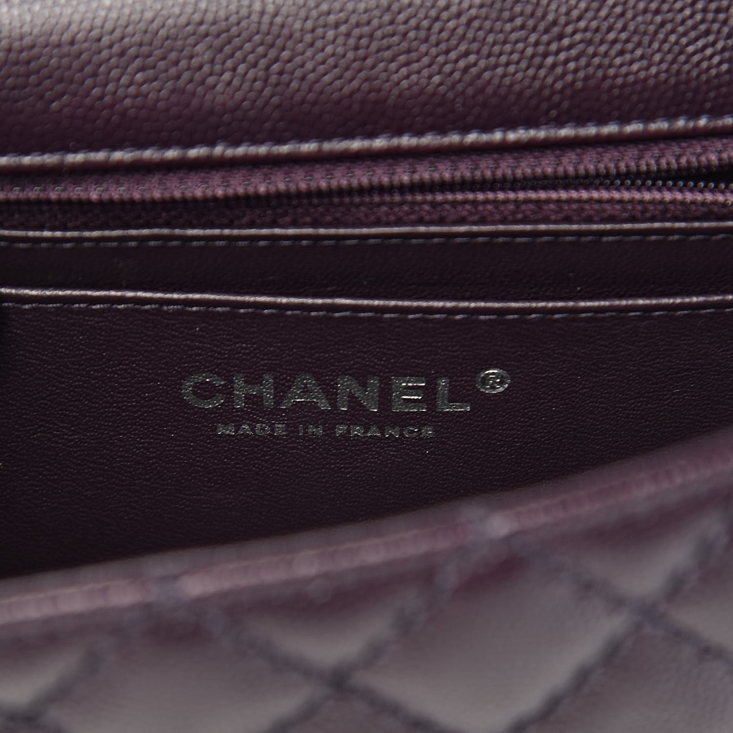 Washed Caviar Quilted Mini Rectangular Flap Dark Purple