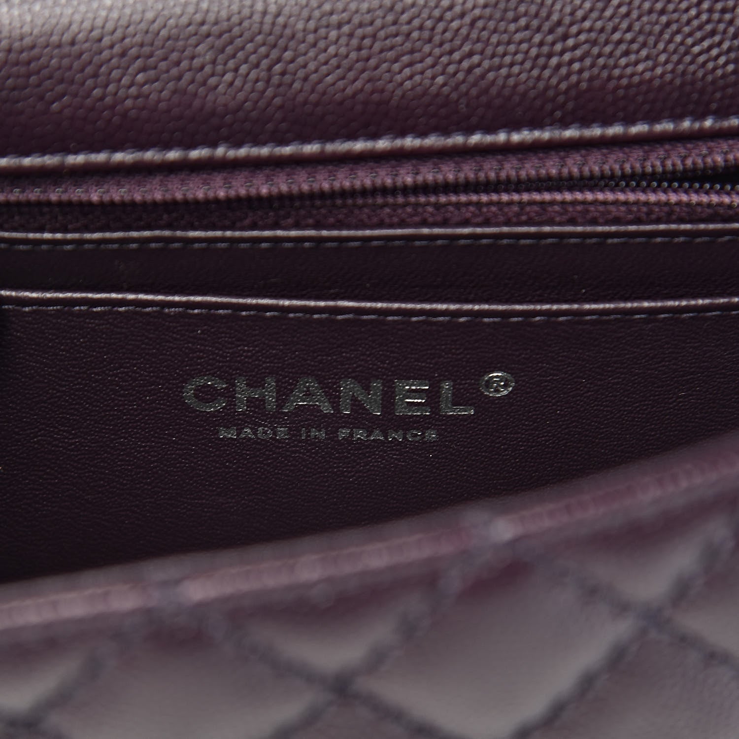 Chanel Washed Caviar Quilted Mini Rectangular Flap Dark Purple 6 of 12
