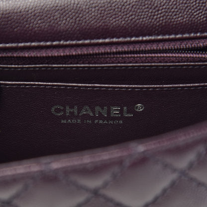 Chanel Washed Caviar Quilted Mini Rectangular Flap Dark Purple 6 of 12