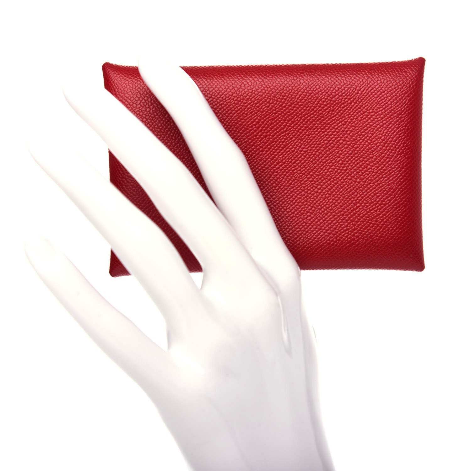 Hermes Madame Calfskin Calvi Card Case Rouge Piment 2 of 6