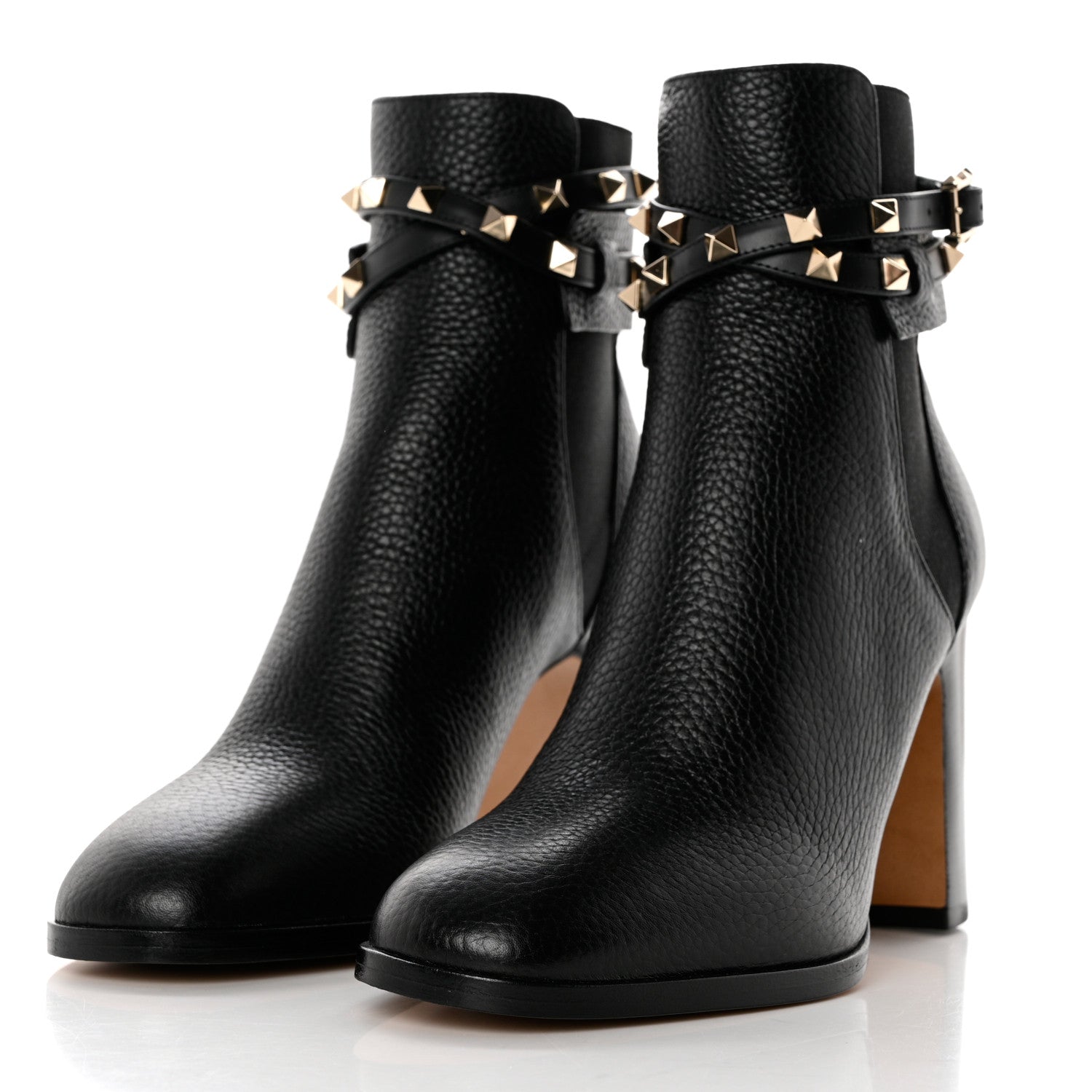 Valentino Garavani Grainy Calfskin Rockstud Chelsea 90mm Ankle Boots 38 Black 3 of 8