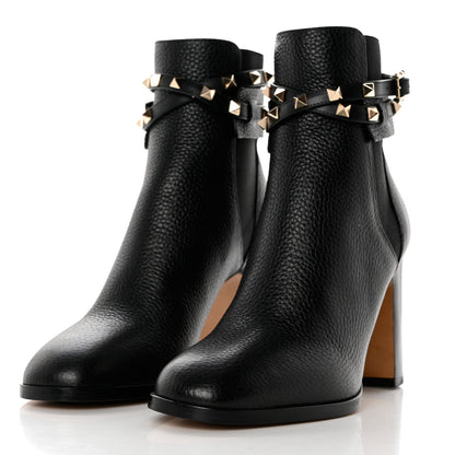 Valentino Garavani Grainy Calfskin Rockstud Chelsea 90mm Ankle Boots 38 Black 3 of 8