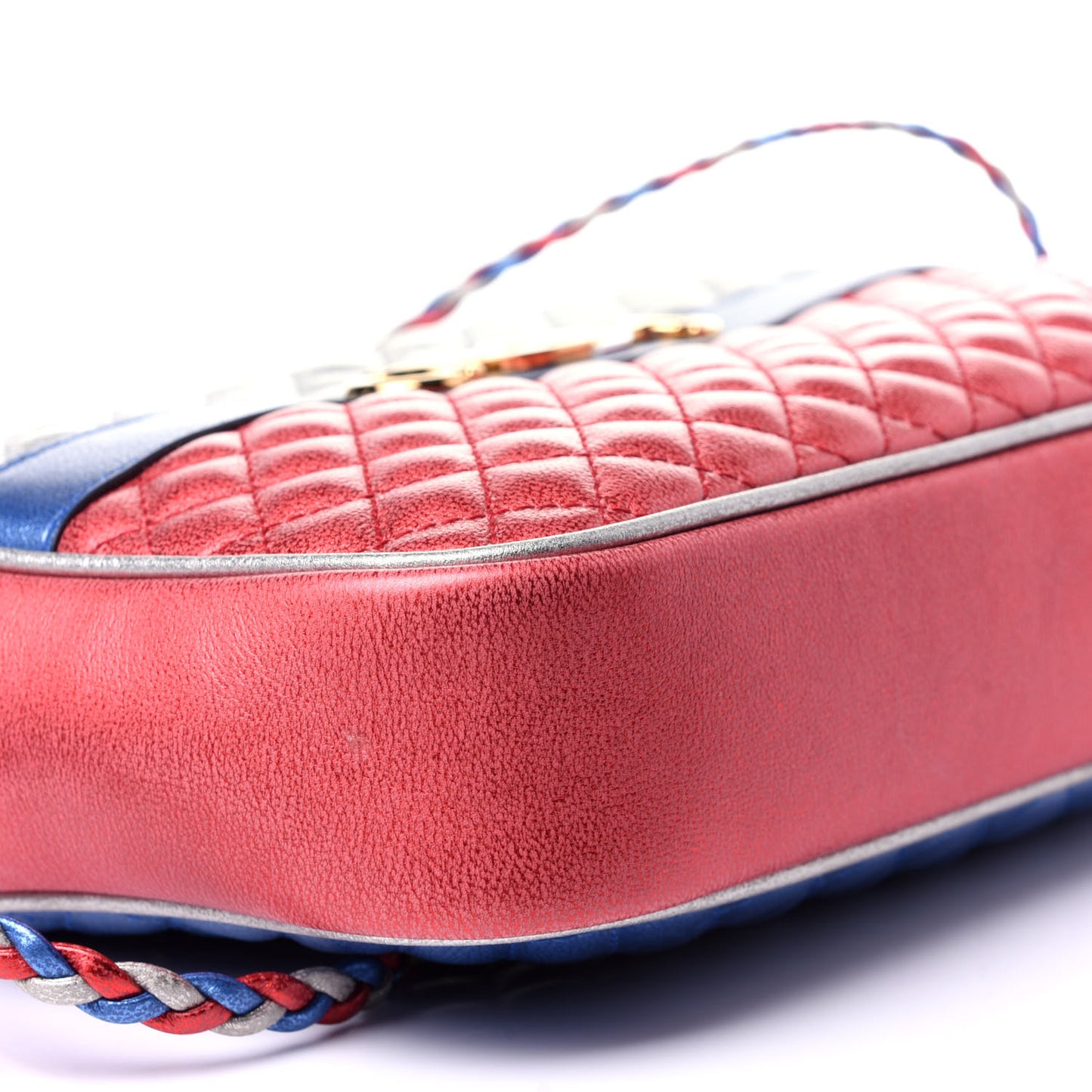 Laminated Nappa Trapuntata Small Zumi Shoulder Bag Rosso Marine Argento