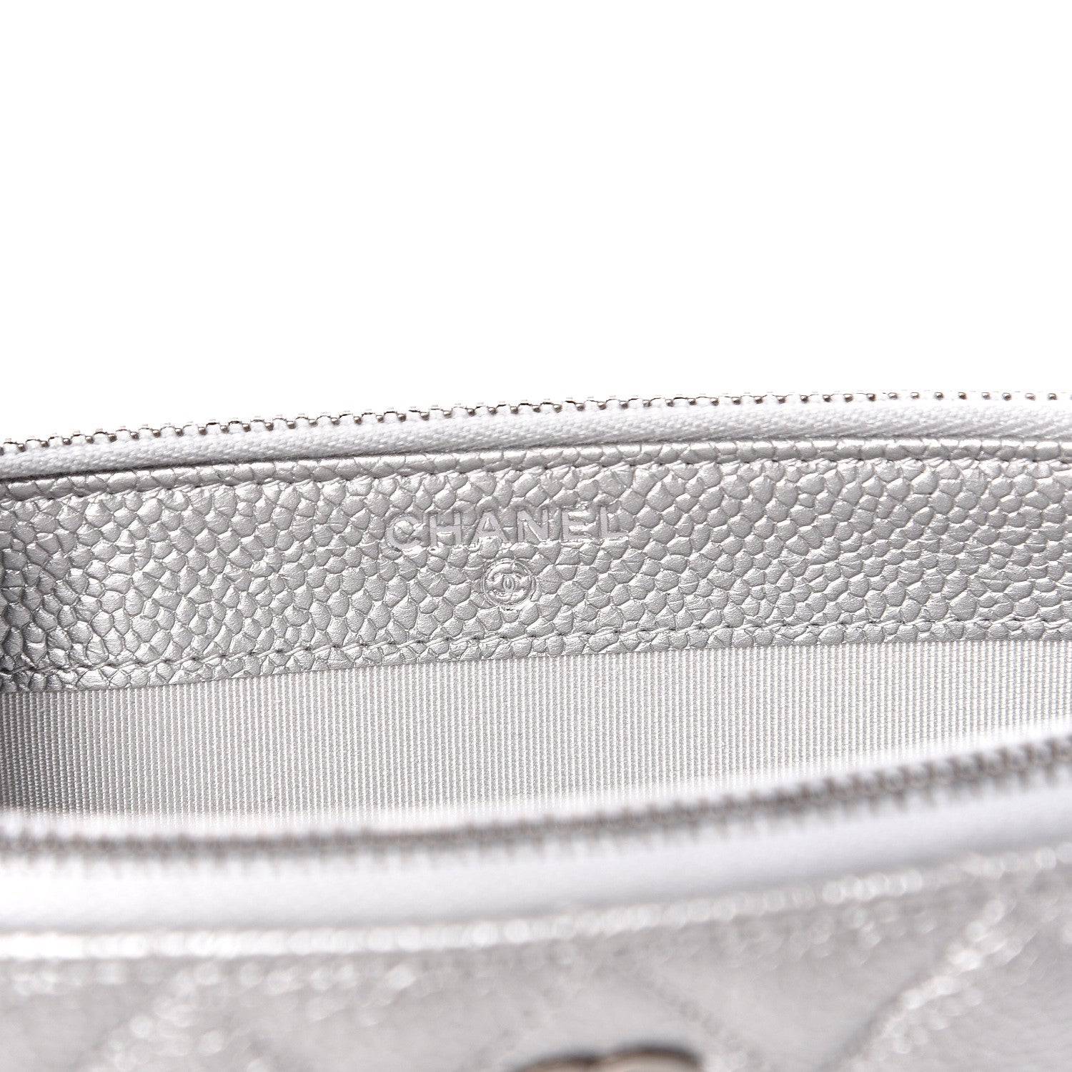 Chanel Metallic Caviar Quilted Small Clutch With Chain Silver 7 of 12