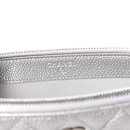 Chanel Metallic Caviar Quilted Small Clutch With Chain Silver 7 of 12