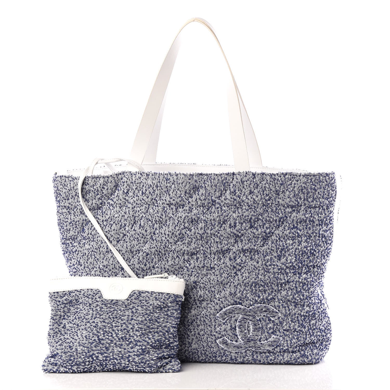 Chanel Terry Cotton Fizzy Tote Navy White 13 of 13